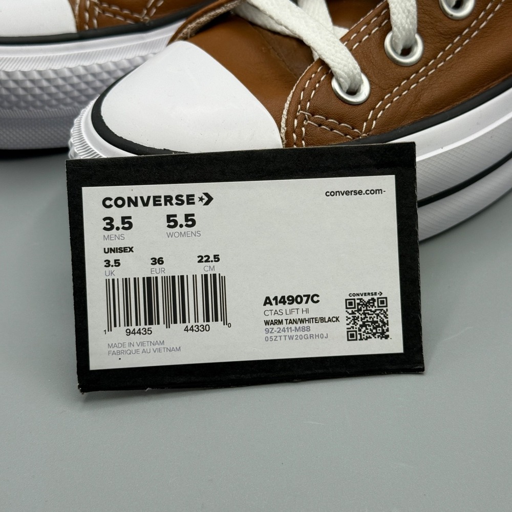 Converse Women's 5.5 Platform Sneakers Leather Brown CTAS Lift Hi A14907C - Picture 5 of 11